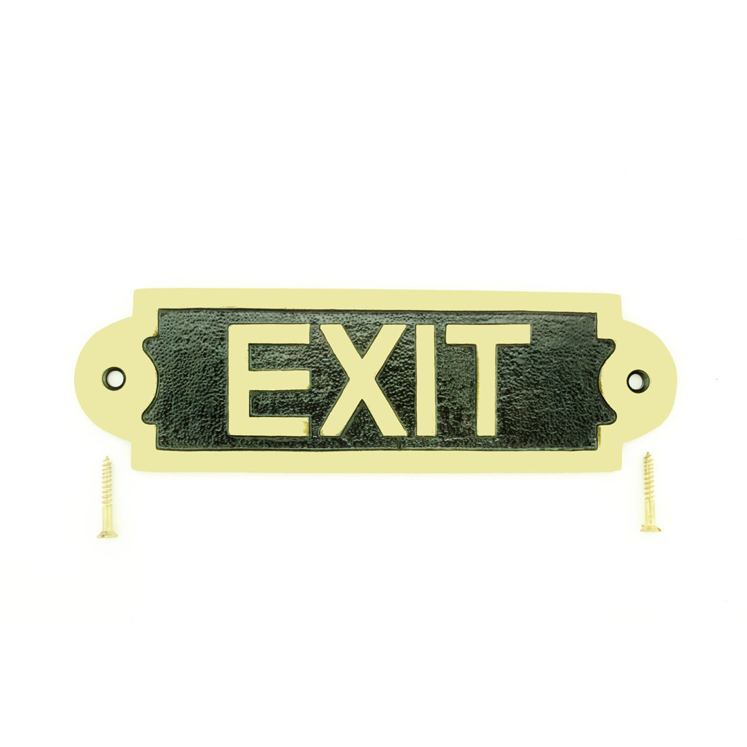 "Exit" Business Sign Heavy Duty Polished Brass Wall Plate Plaque The Renovators Supply Inc.
