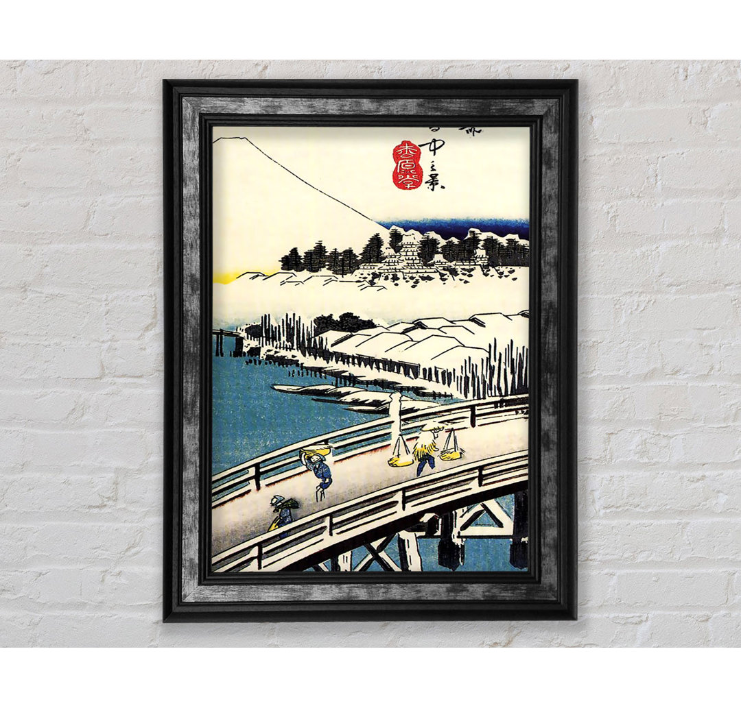 Hiroshige Eine Brücke im Schnee - Einzelne Bilderrahmen Kunstdrucke