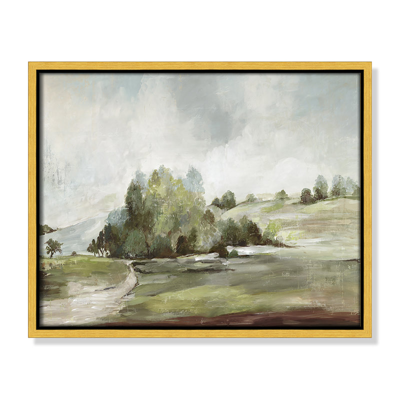 Concorde Green Country Road by Allison Pearce - Floater Frame Print on Canvas, 12.5" H x 15.5" W, Gold
