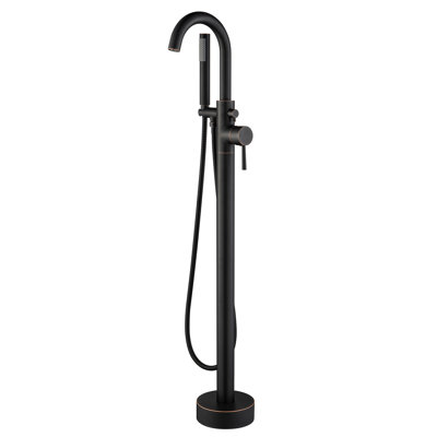 Single Handle Freestanding Floor Mount Tub Filler with Handshower