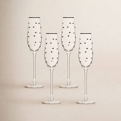 10 Strawberry Street Charming Heart Glassware, Flute