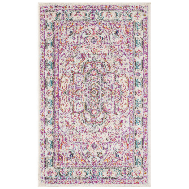 Felty Oriental Pink Area Rug, Rectangle 2'6" x 4'