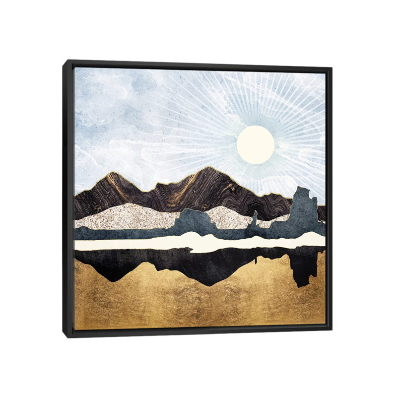 Désert doré - impression d'art graphique, Aucun mat, Toile avec cadre noir, H 37 po x l 37 po x P 1,5 po