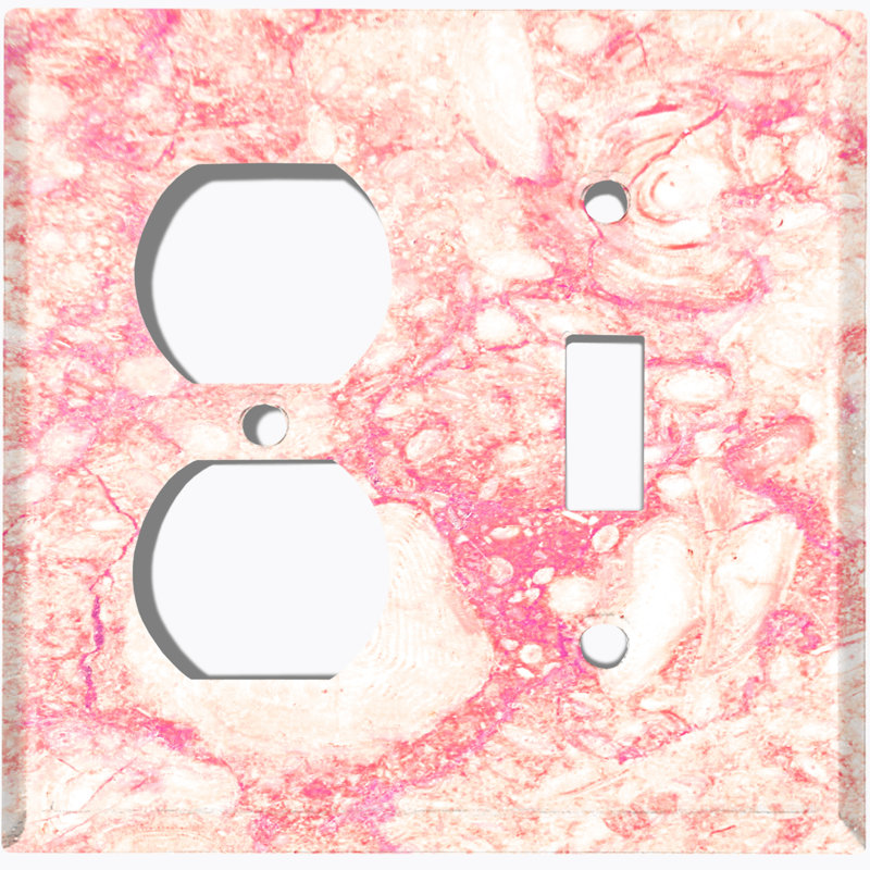 Patterned 2 - Gang Combination Plate Standard Combination Wall Plate, Beige/Pink/White