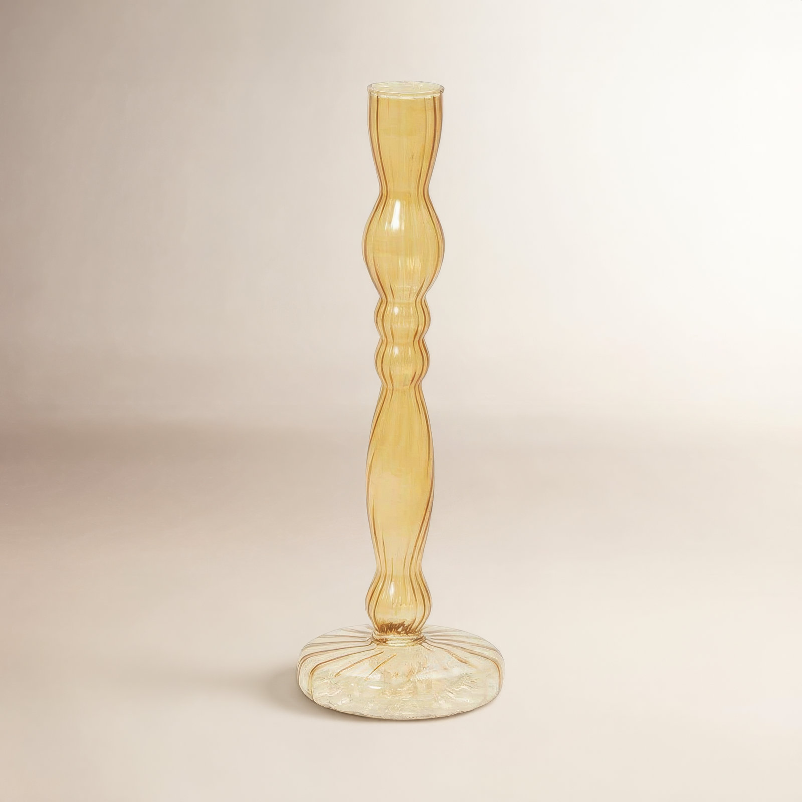 Marajo Candlestick Holder, Yellow, 8" H x 2.75" W x 2.75" D