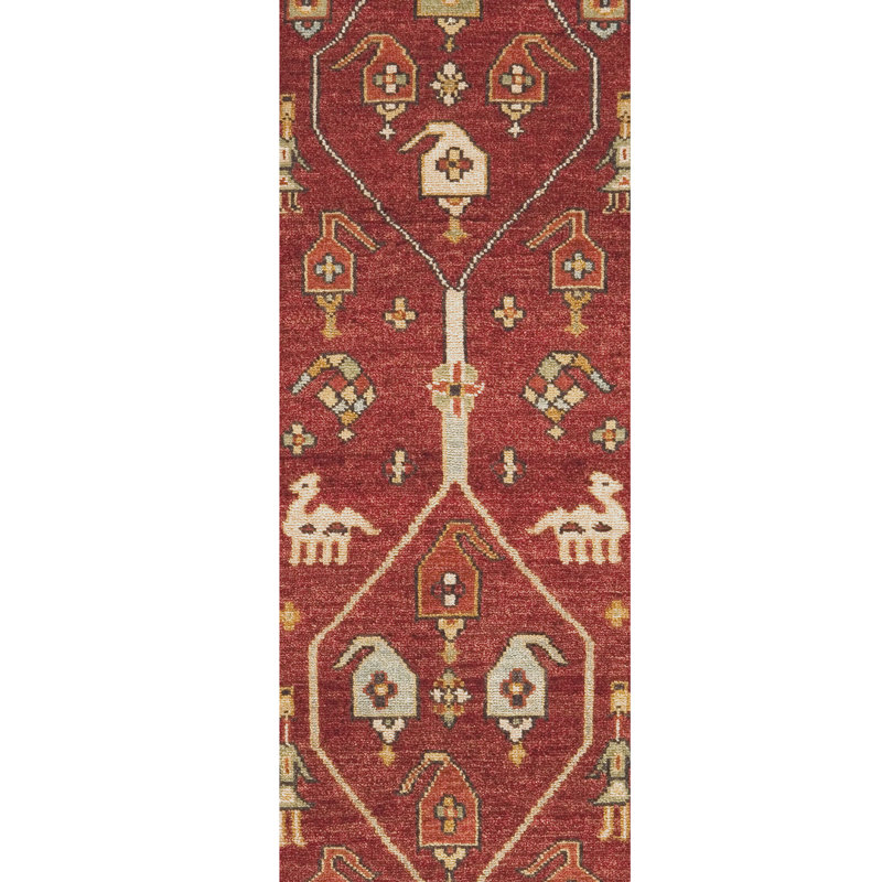 Wool Oriental Area Rug in Black/Red/Beige/Green, Runner 3'6'' x 22'