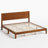 Mid Century Solid Wood Platform King Bed Frame With Wood Slat Support, Brown-645595762-645595760