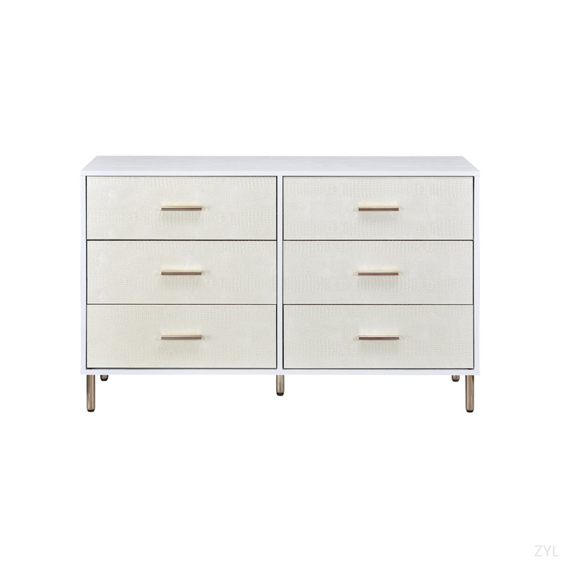 Commode blanche, champagne et or, Champagne / or / blanc