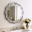 Miroir mural rond Silver Crush Diamond, 80 cm (31,5 pouces), cadre ondulé, idéal pour le salon, la salle de bain, la chambre ou le couloir.-1083911792