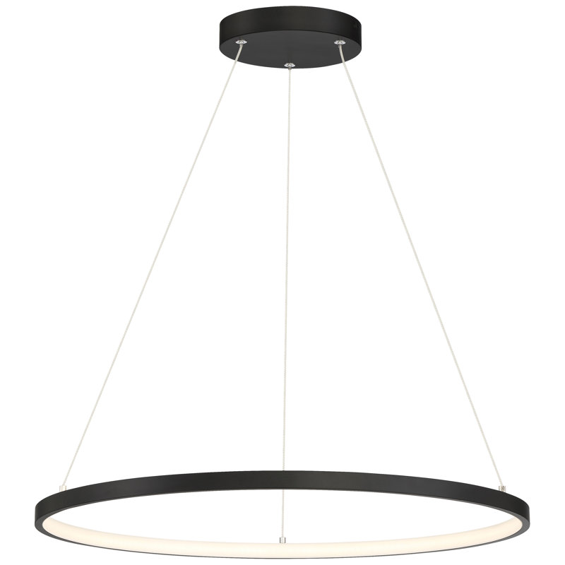 Boyu 1 - Light LED Unique/Statement Pendant, Matte Black, 0.75" H x 31.5" W x 31.5" D