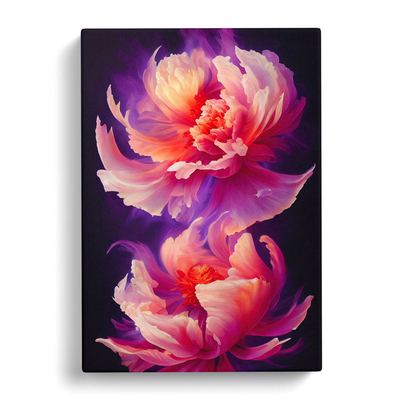 Hedger Peony Flower Flame - Wrapped Canvas Print, 50cm H x 35cm W x 3cm D