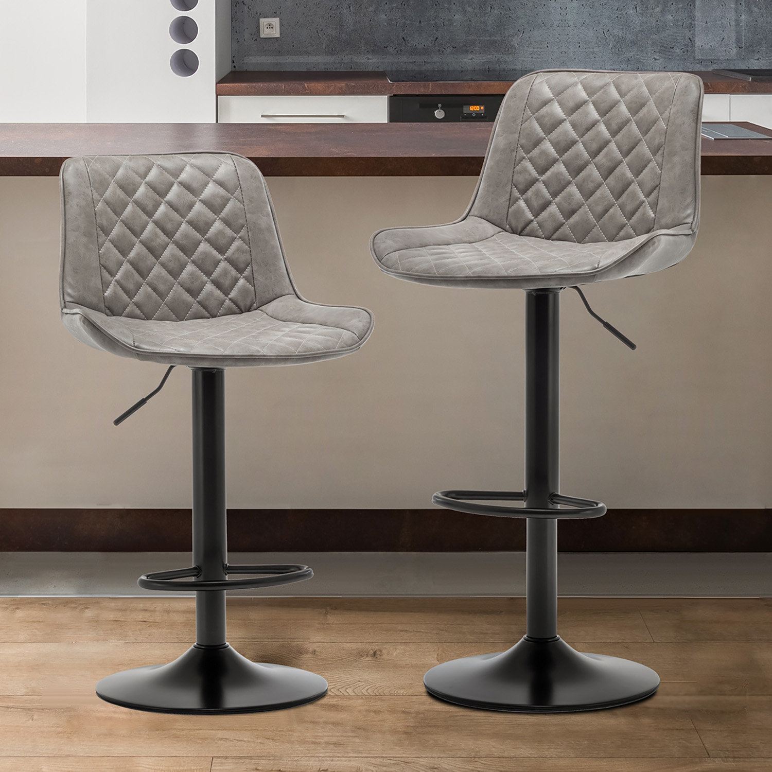 Wrought Studio™ Swivel Barstools Height Adjustable Bar & Counter Stool (Set Of 2) | Wayfair