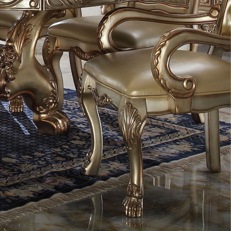 Ensemble de 2 chaises d'appoint rembourrées patinées os et or