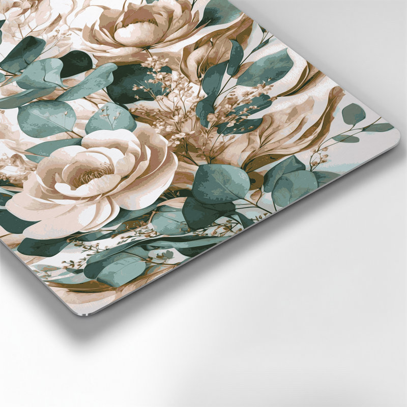 Aquarelle florale 98, art mural en métal beige, H 30 po x l 20 po
