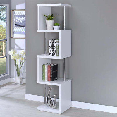 Bibliothèque blanche et chrome à 4 niveaux