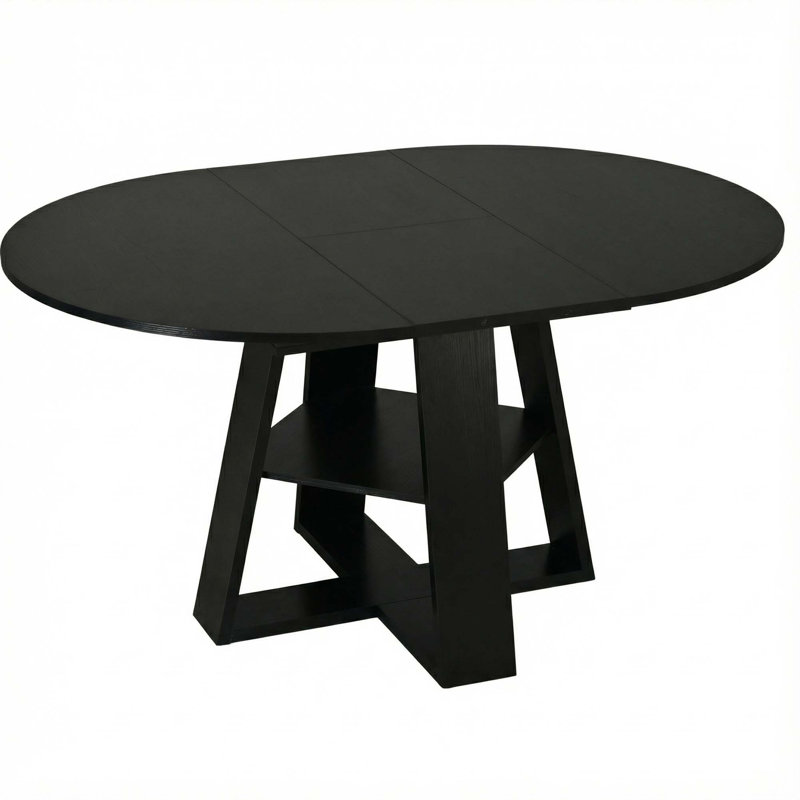 Table de salle à manger extensible peu encombrante avec tablette de rangement intégrée