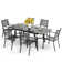 Alyah 6 - Person Metal Patio Dining Set with Extendable Rectangular Table