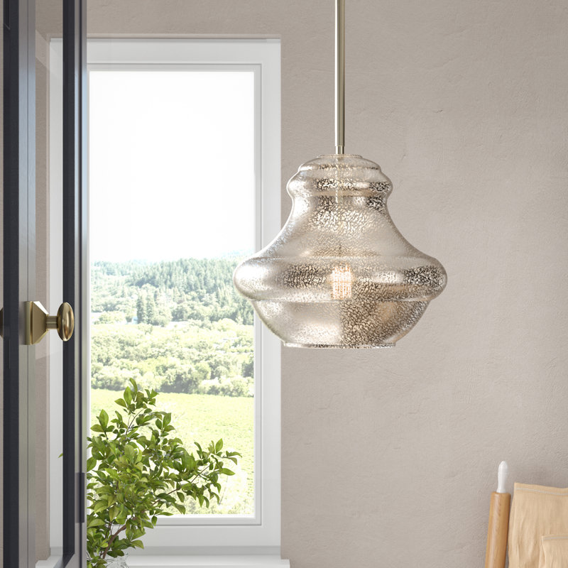 Luminaire suspendu simple à 1 lumière Hannafius, Nickel brossé