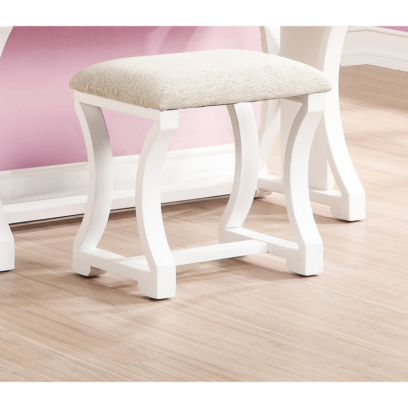 Ensemble de meuble-lavabo de chambre à coucher avec tabouret pliable et tiroirs en miroir, Blanc