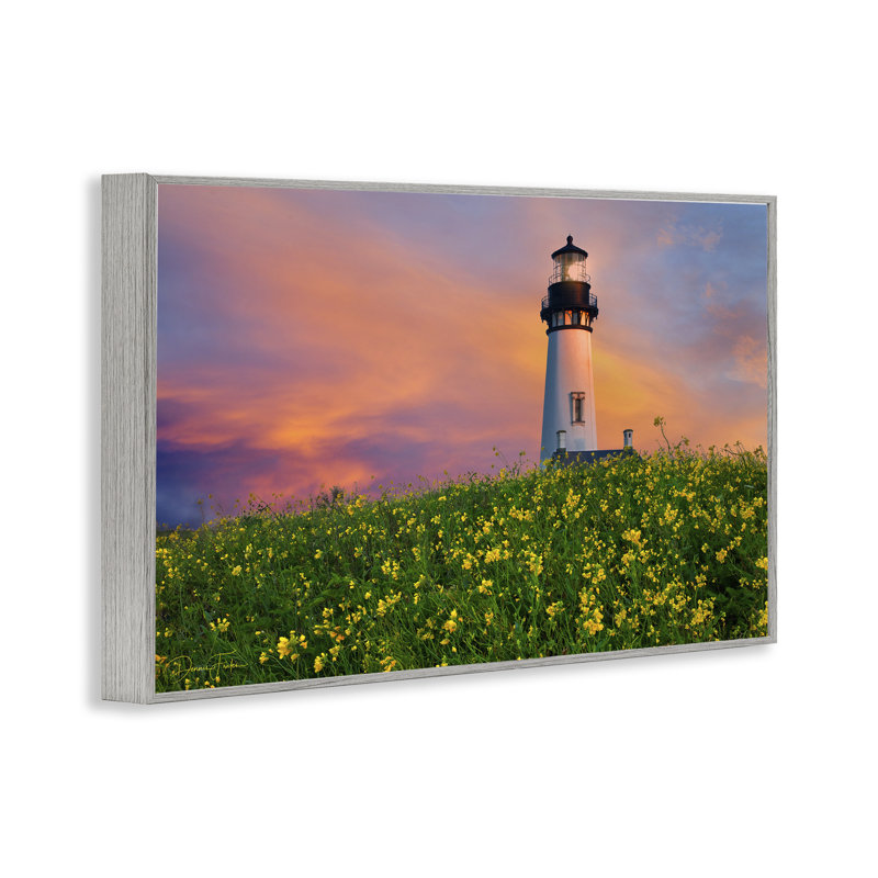 Art phare et prairie florale par Dennis Frates, Estampe numérique Farmhouse, H 20 po x l 30 po