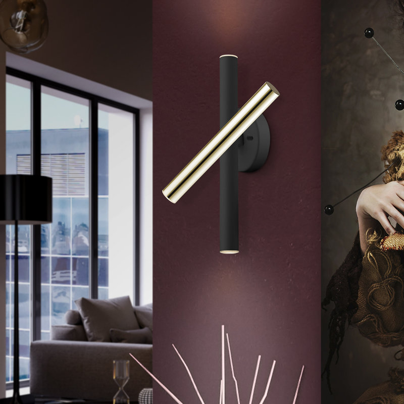 Kuhlmann LED Swing Arm Sconce, Gold/Black