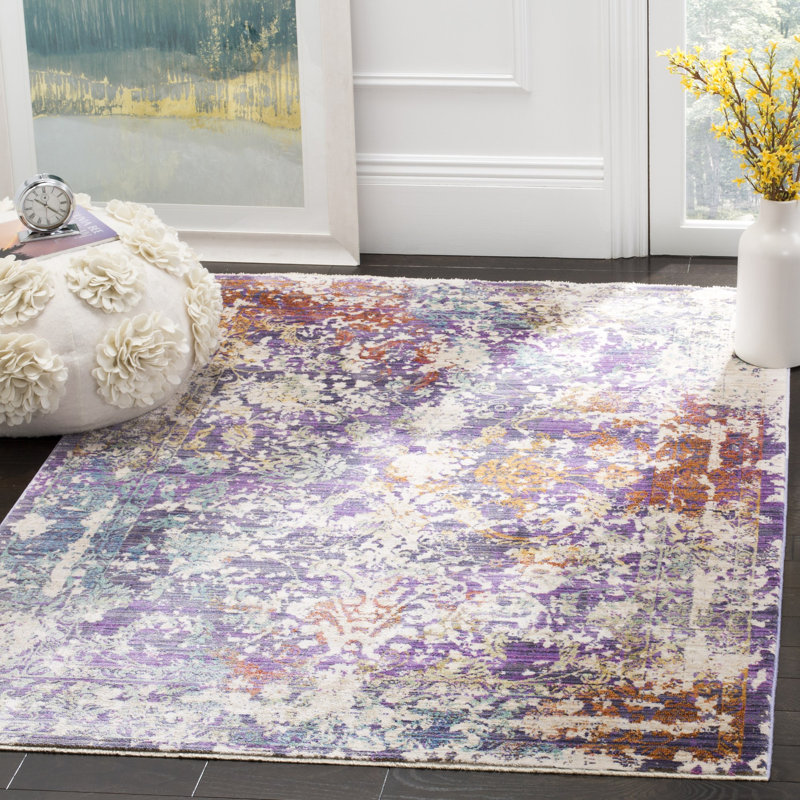 Mellie Purple/Beige Area Rug, Rectangle 3' x 5'