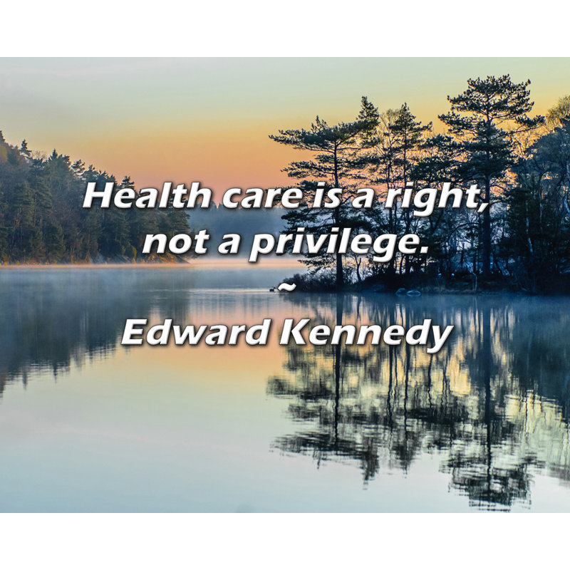 Citation artistique «Les soins de santé sont un droit, pas un privilège». Toile tendue par Edward Kennedy Gallery