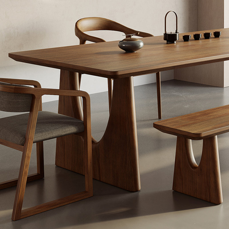 Brown Rectangular Solid Wood Dining Table, 29.53"H x 86.61"L x 35.43"W