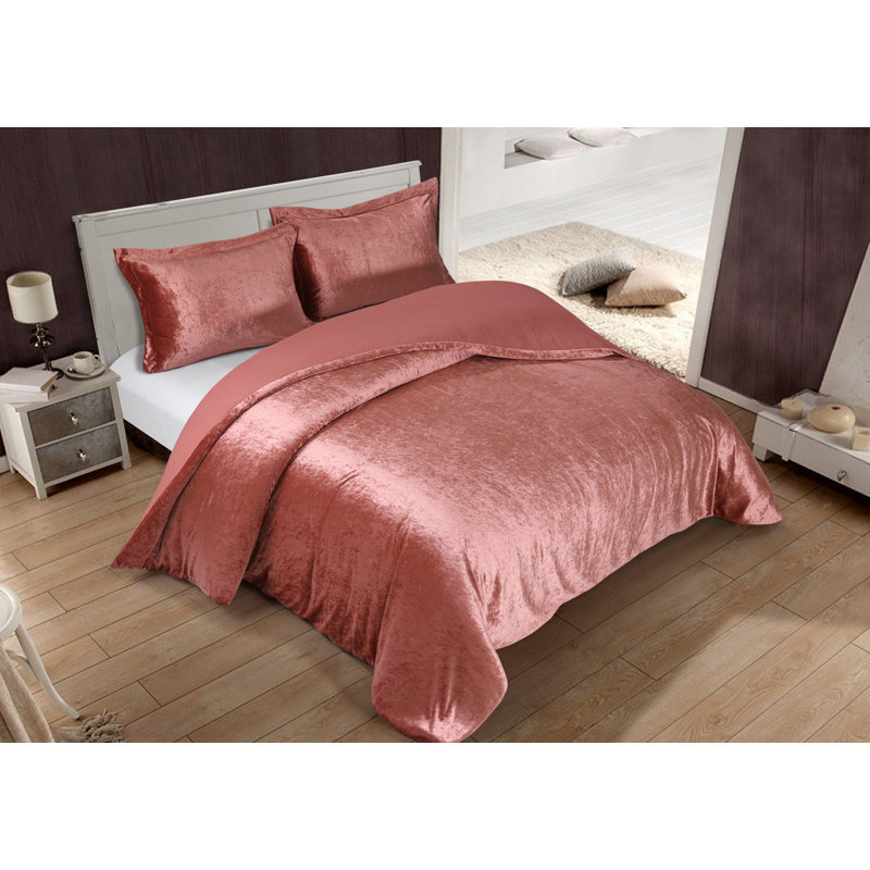 Ensemble de housse de couette en microfibre 3 pièces, Corail, Double grand