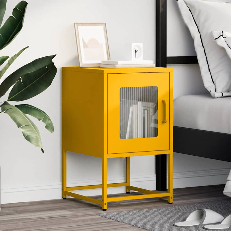 36cm W Steel Bedside Table, Mustard Yellow