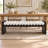 62.8" Chenille Upholstered Bench with Rolled Cushions