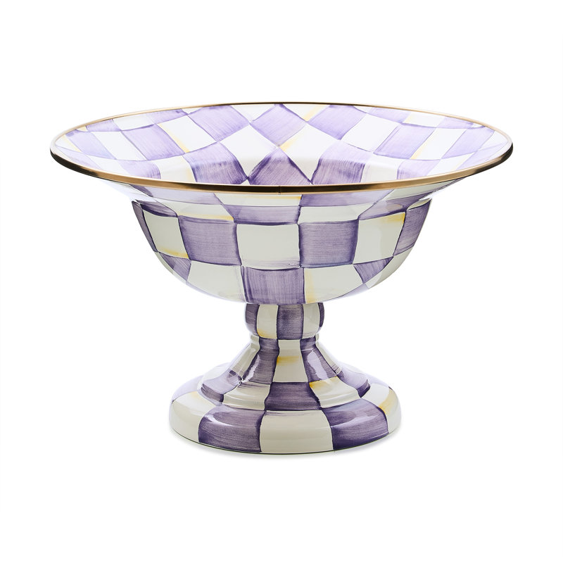 Violet Check Compote, 12"
