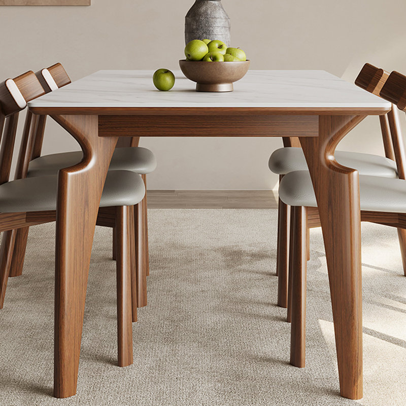 Rectangular rock slab solid wood table, 29.52"H x 55.11"L x 31.49"W