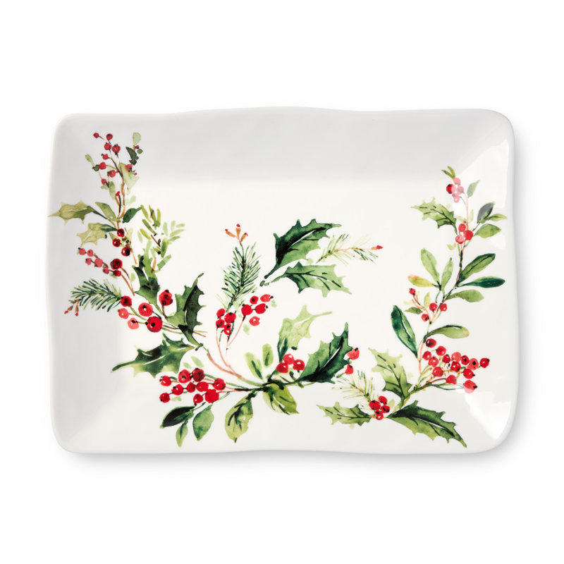Plateau de Noël rectangulaire Holly and Vines