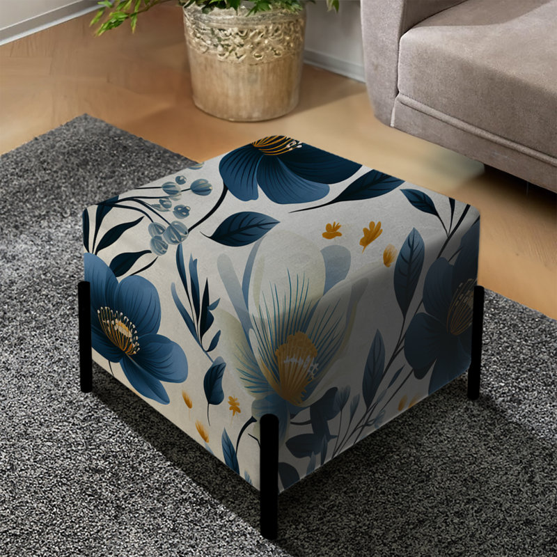 Repose-pieds antique bleu avec fleurs gracieuses I