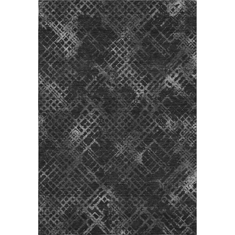 Premium Machine Washable Prisco Charcoal Rug, Rectangle 2'6" x 3'10"