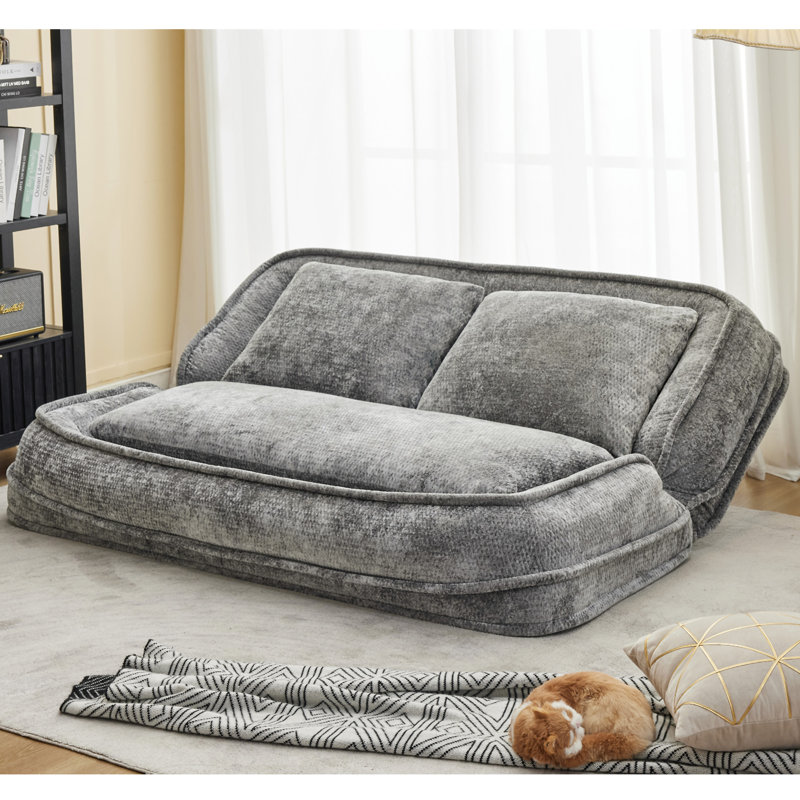 Lit double pour chien, Polyester gris clair