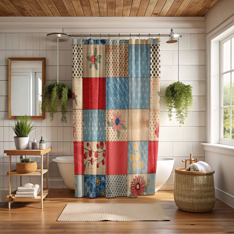 Quilt Frame - Rideau de douche Premium, H 74 po x l 71 po