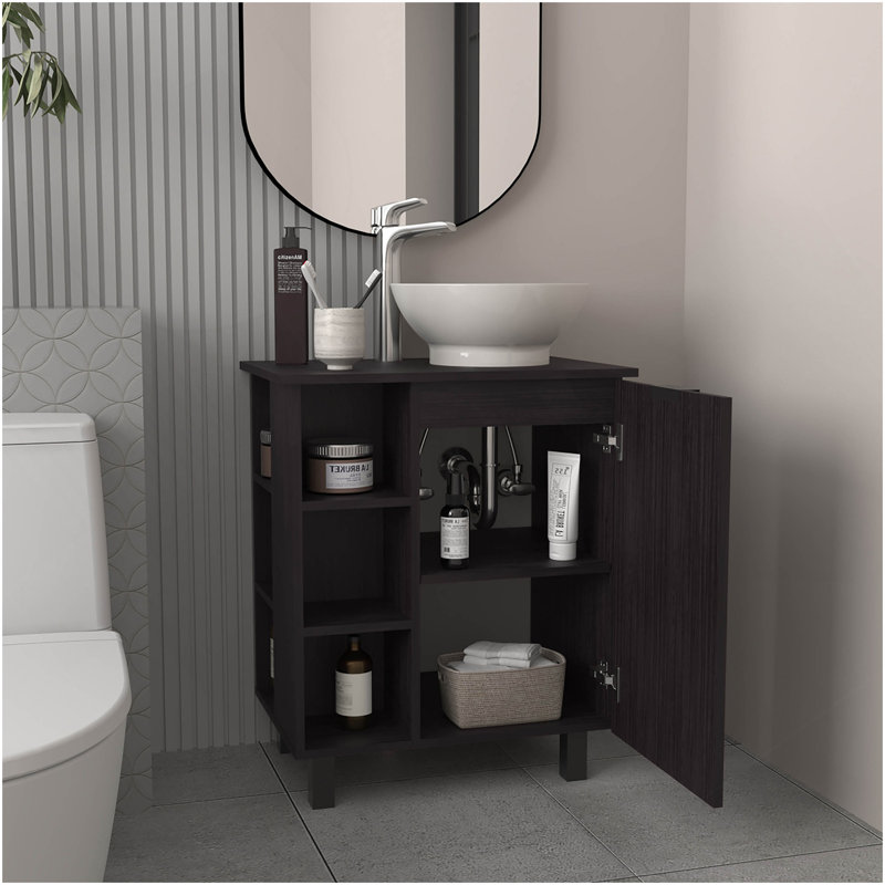 Meuble-lavabo autoportant Allegra, Noir