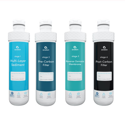 Filtres de remplacement à osmose inversée 4 étapes Avalon pour refroidisseurs d'eau sans bouteille de marque Avalon brevetés, lot de 4 (paquet de 1)