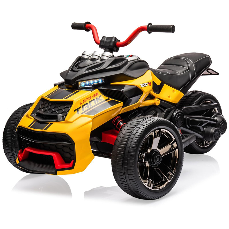 Moto électrique à 3 roues 12V 12V, Jaune