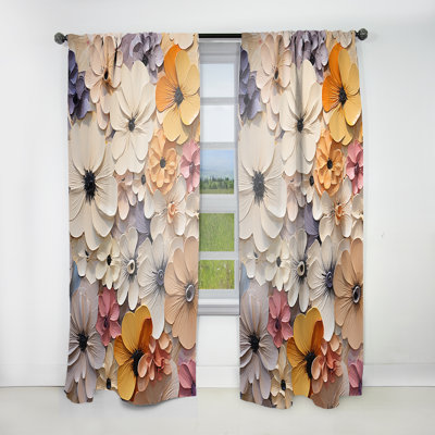 Alixandra Beige minimalism Pansy Harmony - Traditional Velvet Curtain - Room Darkening - 1 panel