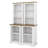 Tall Cabinet Bookcase With Open Shelves And Two-Tone Wood Top, Two-Piece Display Bookcase With Anti-Tip Device-205377044