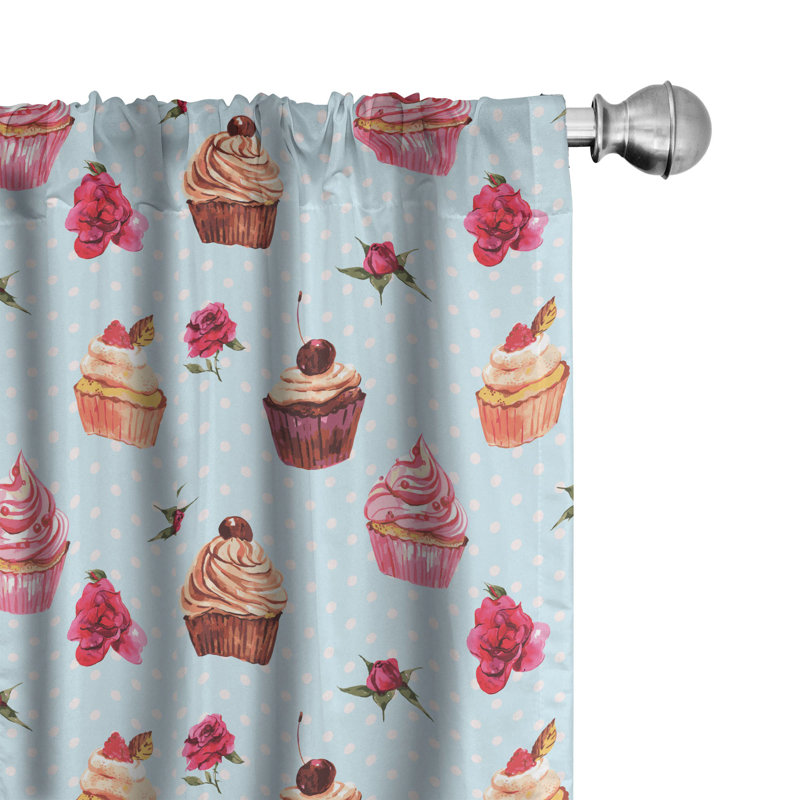 Cupcake Floral Semi-Sheer Rod Pocket Curtain Panels, 28" x 63"