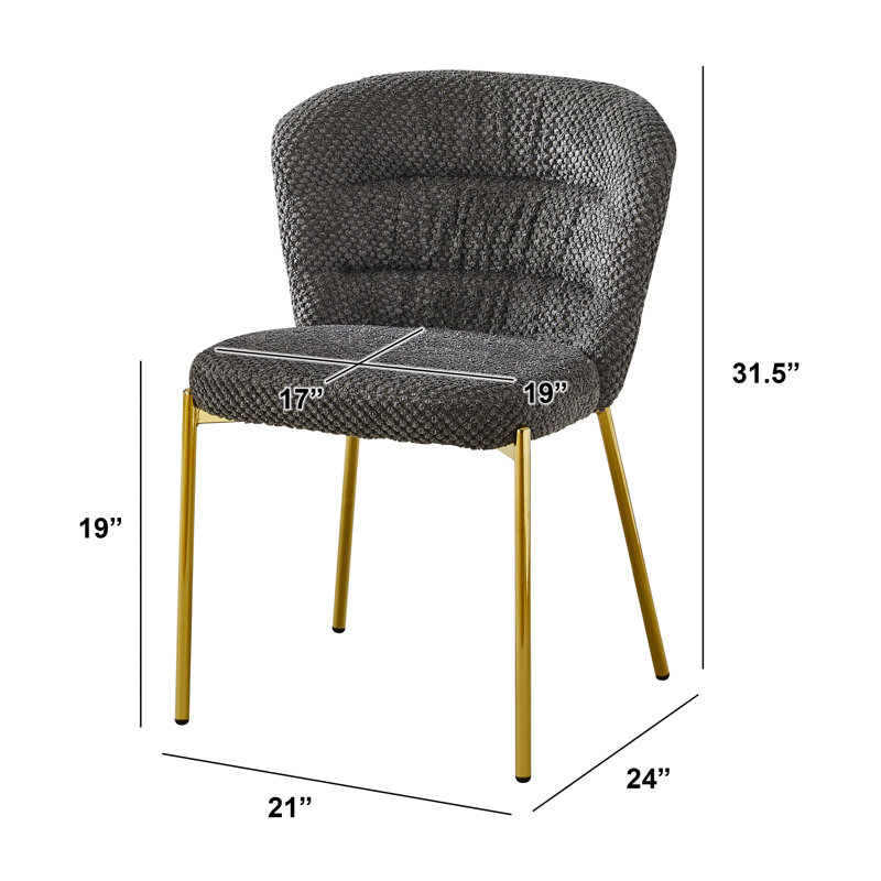 Chaises d'appoint moelleuses uniques avec pieds plaqués, Gris foncé, Doré