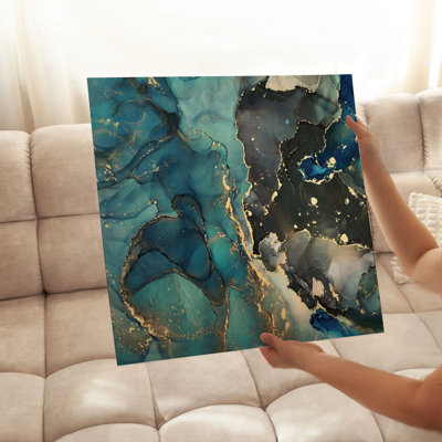 Abstract Blue Green Geode Modern Unframed Art Print