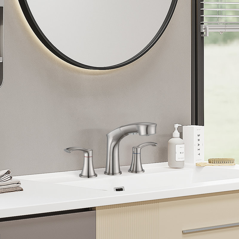 Widespread Bathroom Faucet, Brushed Nickel