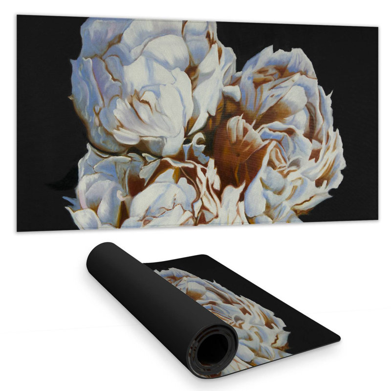 Blooming peonies - 15.75"x31.50" Desk mat