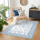 Tapis d'intérieur antidérapant 5 pi x 8 pi avec motif floral bleu lavable à la machine