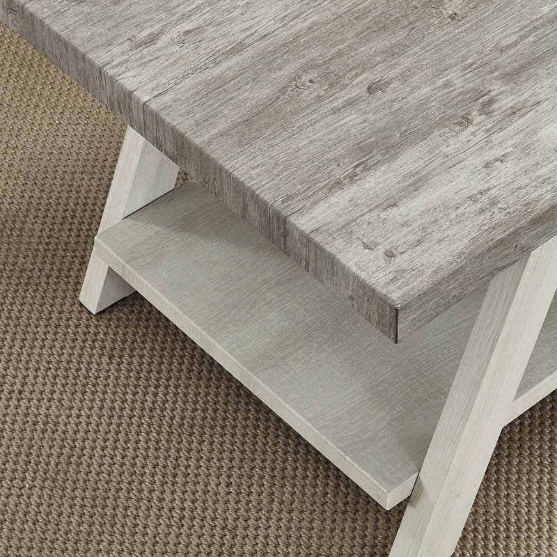 Table d'appoint à deux tons avec pieds évasés, Grey / Beige, Grey, Beige